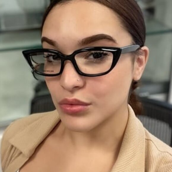 Balenciaga BB0063O 001 Eyeglasses Black 52mm Cat Eye Frame - Picture 1 of 10